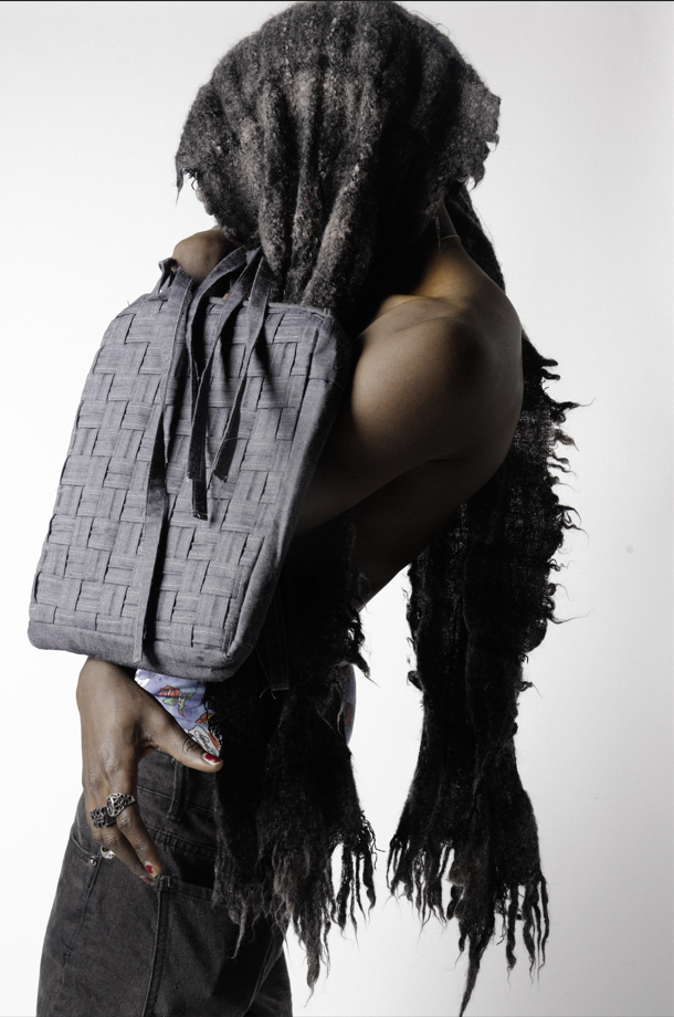 Medium Woven Denim Gray bag